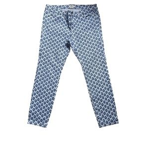 Vineyard Vines Jeans Women's 10 Blue White Print All Over Jacquard Denim Preppy